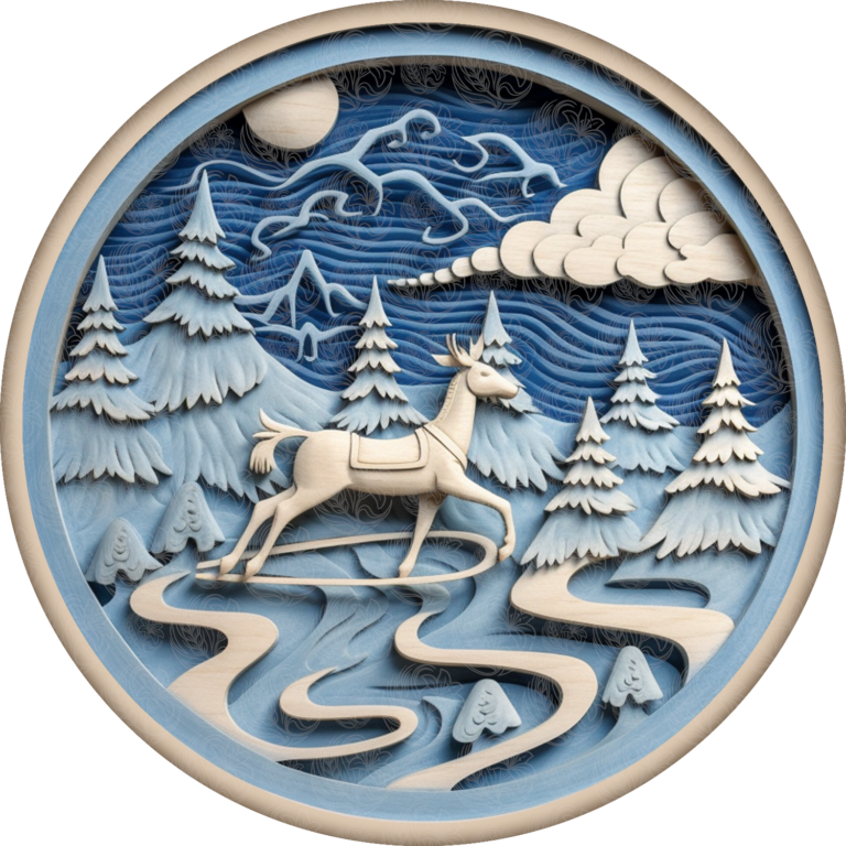 Wood Carving Effect Winter Scene – GBH21879